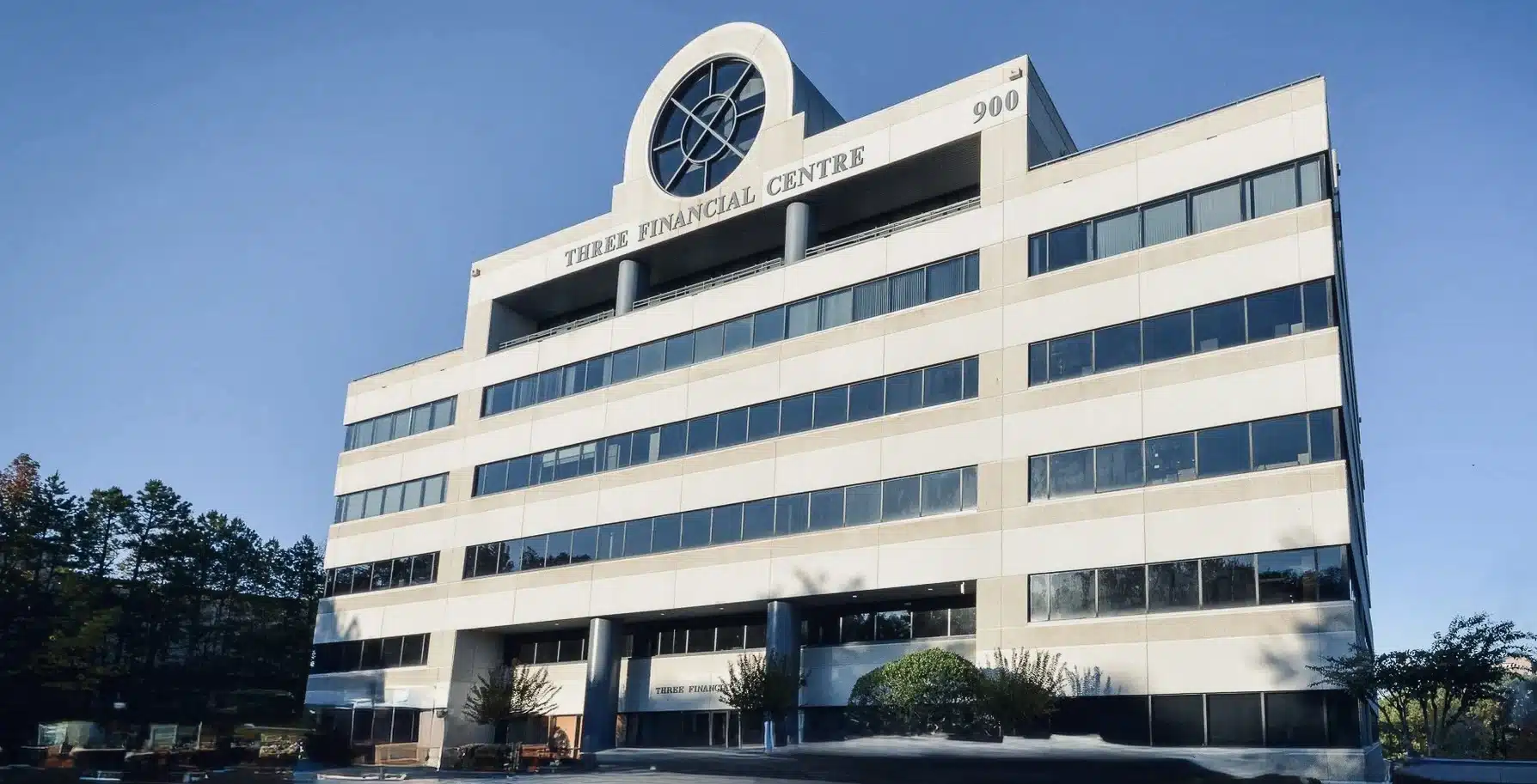 Financial district buildings with glass facades